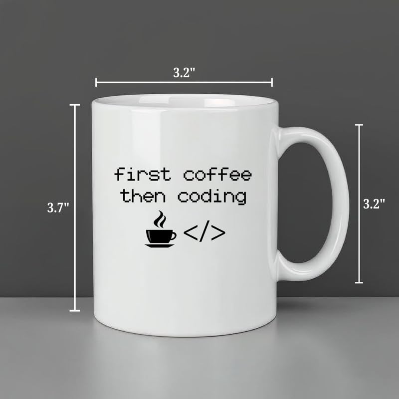 KNITROOT Ceramic Coffee Mug Microwave Safe First Coffee Than Coding Print Premium Ceramic Mug Tea Mug Milk Mug Cup for Gift Best Return Gift Best Gift White Mug 250ml85oz - Image 3