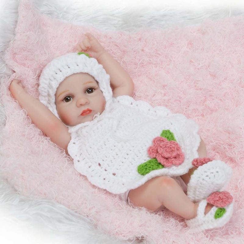 TERABITHIA 10inch Mini Cute Lifelike Silicone Vinyl Full Body Reborn Baby Dolls Washable for Girl - Image 2