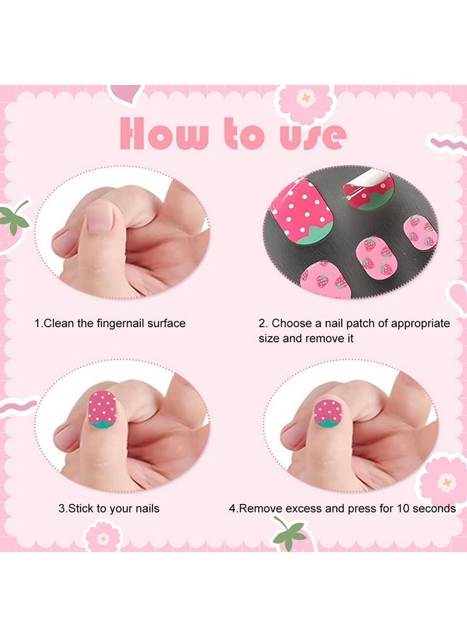 MAYCREATEÂ® 10 Sheets Nail Stickers for Kids Nail Art Stickers Decals Self-Adhesive Rainbow Cat Rabbit Flower Strawberry Heart DIY Art Nails Decals for Kids Girls - Image 3
