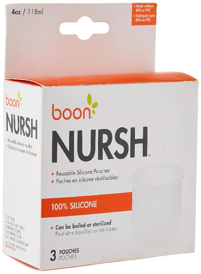 BOON Boon, NURSH Reusable Silicone Replacement Pouch, Air-Free Feeding, Birth and up, 4 Ounce (Pack of 3) - Image 5