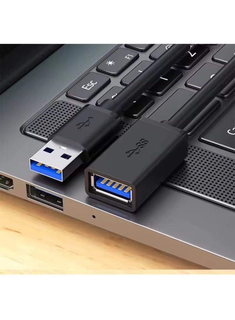 سام سلك USB تمديد كبل USB 3.0 موسع الحبل نوع A ذكر إلى أنثى نقل البيانات متوافق مع Playstation ،VR، محرك فلاش USB، قارئ بطاقات، محرك أقراص ثابتة، لوحة مفاتيح، طابعة ، كاميرا - 0.3 متر لون أسود - Image 5