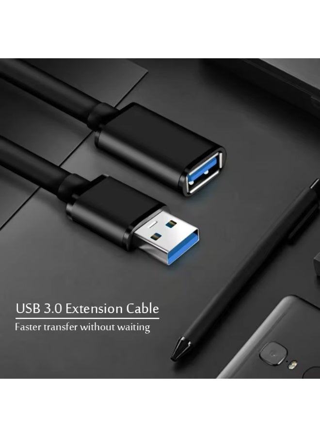 سام سلك USB تمديد كبل USB 3.0 موسع الحبل نوع A ذكر إلى أنثى نقل البيانات متوافق مع Playstation ،VR، محرك فلاش USB، قارئ بطاقات، محرك أقراص ثابتة، لوحة مفاتيح، طابعة ، كاميرا - 0.3 متر لون أسود - Image 3