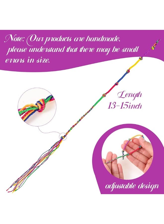 Juinte 60 Pcs Friendship Bracelets Bulk Handmade Braided Bracelets Colorful String Thread Bracelets Friendship Cords Strand Bracelet for Kids Girls Women Teen Party Favors Supplies - Image 2