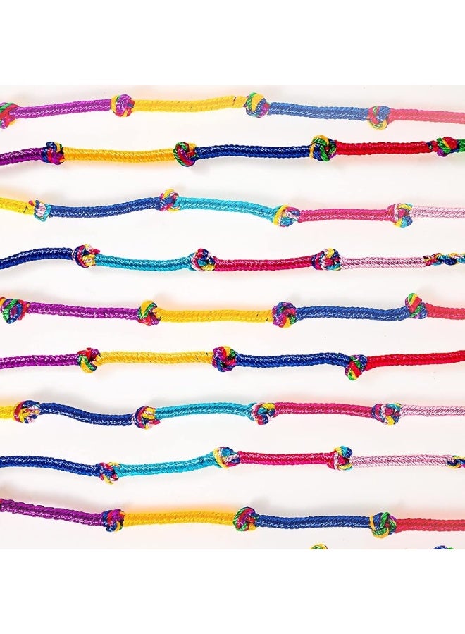 Juinte 60 Pcs Friendship Bracelets Bulk Handmade Braided Bracelets Colorful String Thread Bracelets Friendship Cords Strand Bracelet for Kids Girls Women Teen Party Favors Supplies - Image 5
