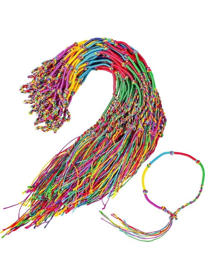 Juinte 60 Pcs Friendship Bracelets Bulk Handmade Braided Bracelets Colorful String Thread Bracelets Friendship Cords Strand Bracelet for Kids Girls Women Teen Party Favors Supplies - Image 3