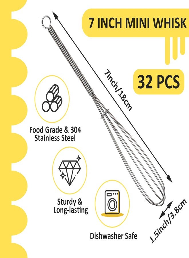 Tobeelec 32 Pcs 7 Inch Mini Whisk Small Whisks for Cooking 304 Stainless Steel Tiny Whisk for Baking, Whipping,Beating Eggs, Mixing Sauces, Blending Ingredients - Image 2