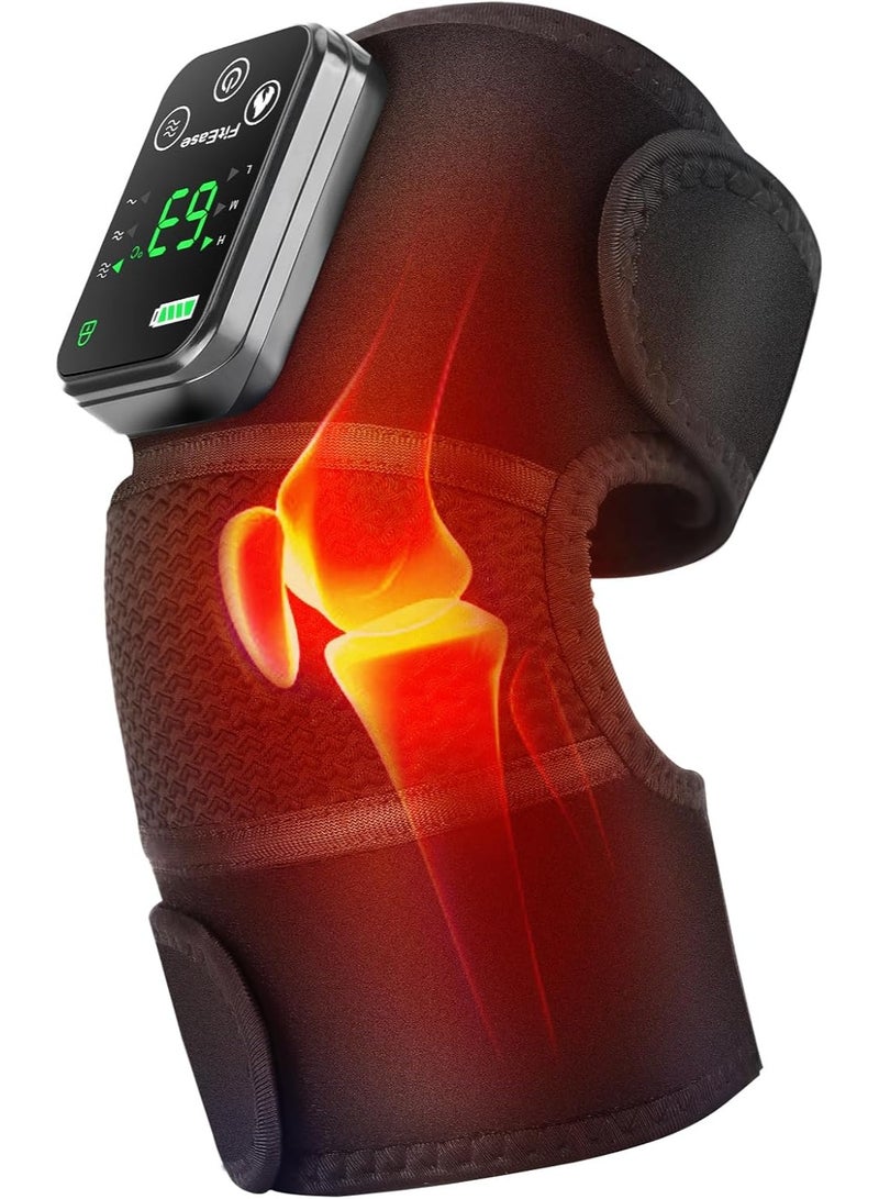 Cordless Knee Massager with Heat and Vibration Therapy - Electric Heated Knee Brace and Joint Support Wrap - Therapeutic Knee Heating Pad for Pain Relief and Recovery - Image 1