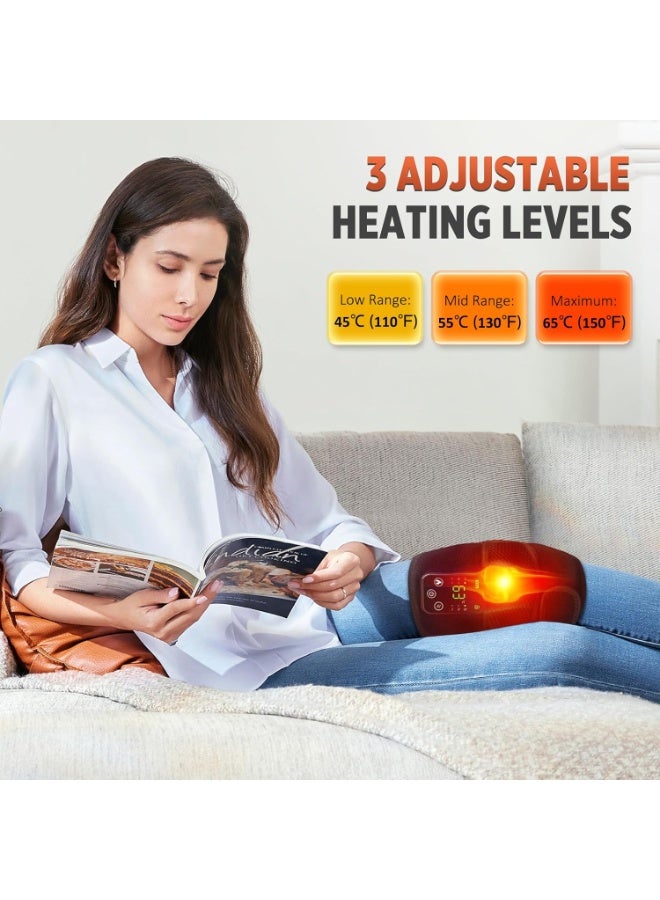 Cordless Knee Massager with Heat and Vibration Therapy - Electric Heated Knee Brace and Joint Support Wrap - Therapeutic Knee Heating Pad for Pain Relief and Recovery - Image 2
