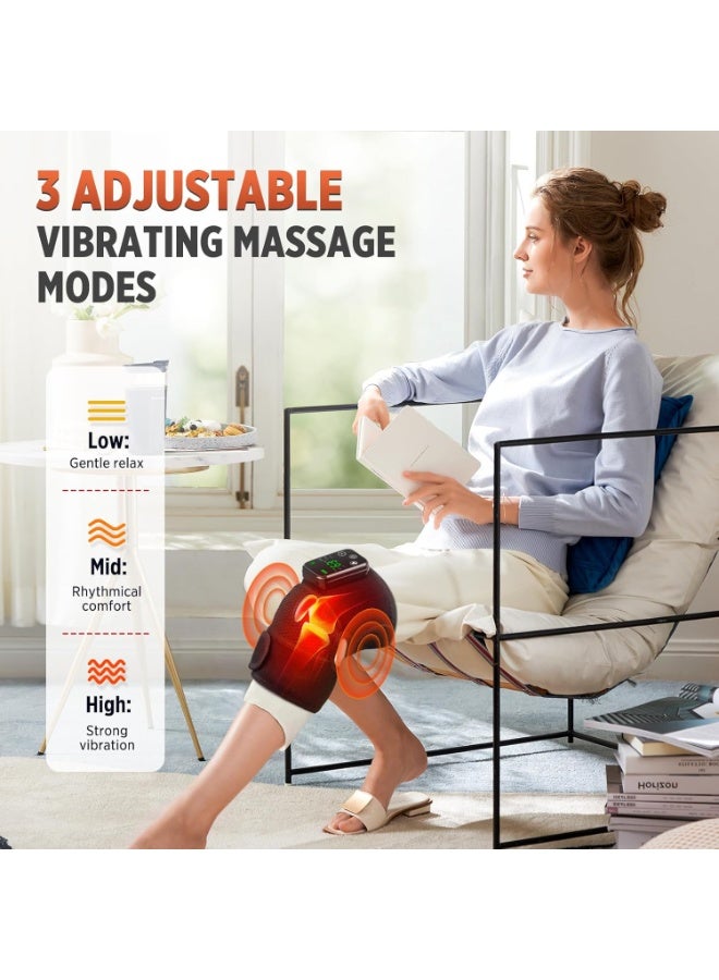Cordless Knee Massager with Heat and Vibration Therapy - Electric Heated Knee Brace and Joint Support Wrap - Therapeutic Knee Heating Pad for Pain Relief and Recovery - Image 3