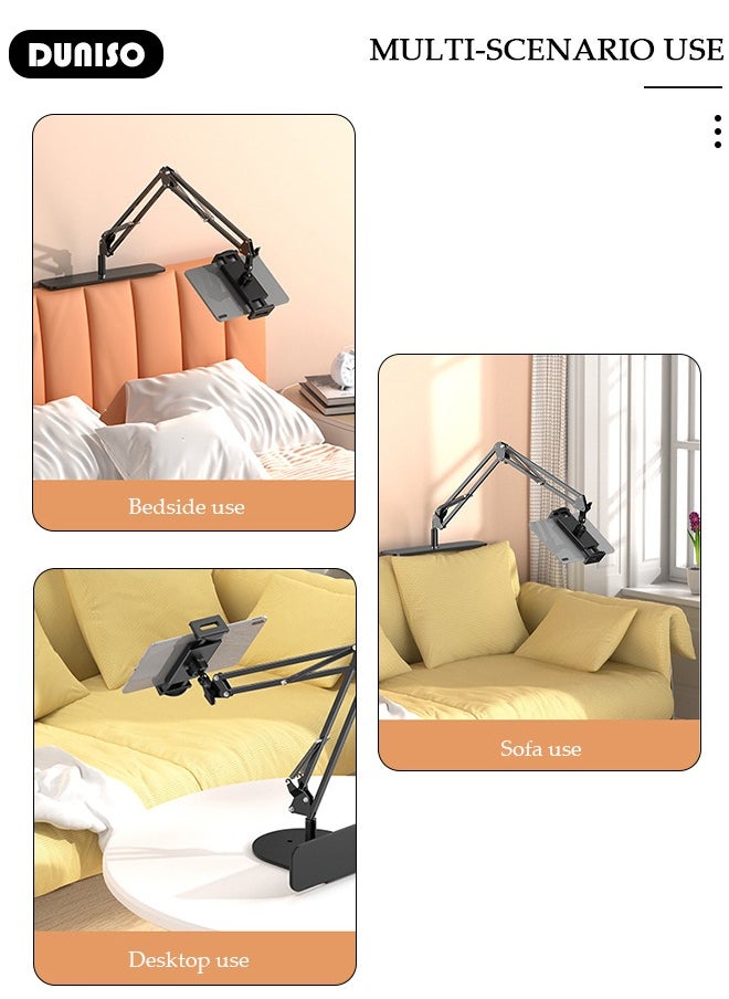 DUNISO - Tablet Stand Holder, Adjustable Gooseneck iPad/Phone Arm Clamp for Desk, 360° Rotation Stand, Portable Tablet Holder Stand, Bedside Tablet Desk Arm Mount, Monitor Stand Holder for Kindle, Ipad, iPhone or Other Devices - Image 1