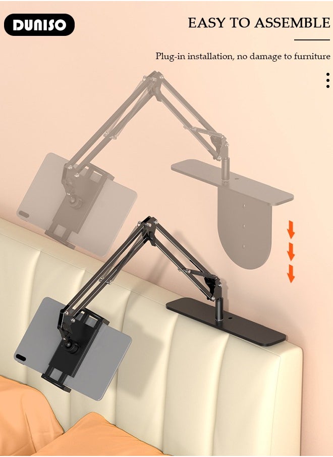 DUNISO - Tablet Stand Holder, Adjustable Gooseneck iPad/Phone Arm Clamp for Desk, 360° Rotation Stand, Portable Tablet Holder Stand, Bedside Tablet Desk Arm Mount, Monitor Stand Holder for Kindle, Ipad, iPhone or Other Devices - Image 1