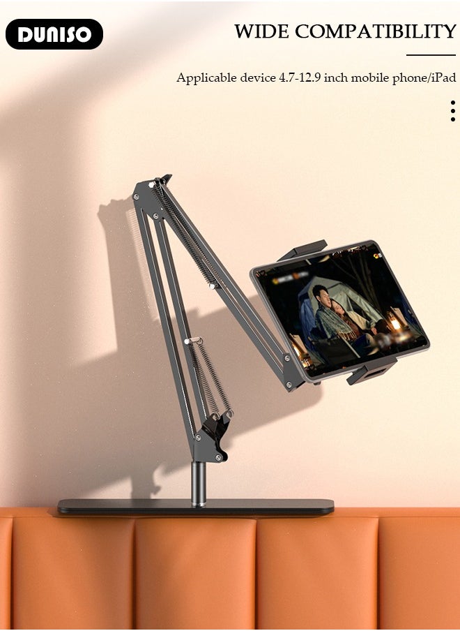 DUNISO - Tablet Stand Holder, Adjustable Gooseneck iPad/Phone Arm Clamp for Desk, 360° Rotation Stand, Portable Tablet Holder Stand, Bedside Tablet Desk Arm Mount, Monitor Stand Holder for Kindle, Ipad, iPhone or Other Devices - Image 1