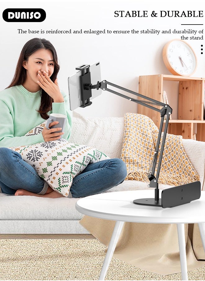 DUNISO - Tablet Stand Holder, Adjustable Gooseneck iPad/Phone Arm Clamp for Desk, 360° Rotation Stand, Portable Tablet Holder Stand, Bedside Tablet Desk Arm Mount, Monitor Stand Holder for Kindle, Ipad, iPhone or Other Devices - Image 1