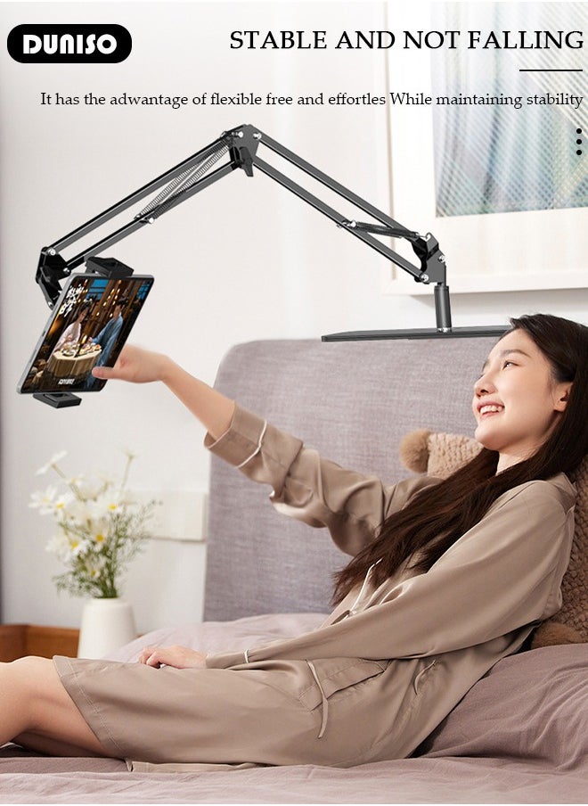 DUNISO - Tablet Stand Holder, Adjustable Gooseneck iPad/Phone Arm Clamp for Desk, 360° Rotation Stand, Portable Tablet Holder Stand, Bedside Tablet Desk Arm Mount, Monitor Stand Holder for Kindle, Ipad, iPhone or Other Devices - Image 1