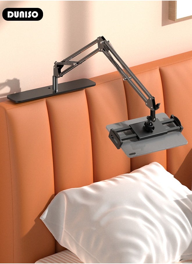 DUNISO - Tablet Stand Holder, Adjustable Gooseneck iPad/Phone Arm Clamp for Desk, 360° Rotation Stand, Portable Tablet Holder Stand, Bedside Tablet Desk Arm Mount, Monitor Stand Holder for Kindle, Ipad, iPhone or Other Devices - Image 1