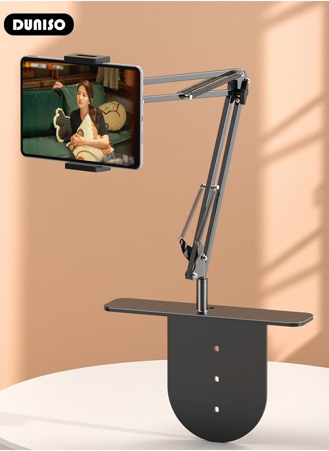 DUNISO - Tablet Stand Holder, Adjustable Gooseneck iPad/Phone Arm Clamp for Desk, 360° Rotation Stand, Portable Tablet Holder Stand, Bedside Tablet Desk Arm Mount, Monitor Stand Holder for Kindle, Ipad, iPhone or Other Devices - Image 1