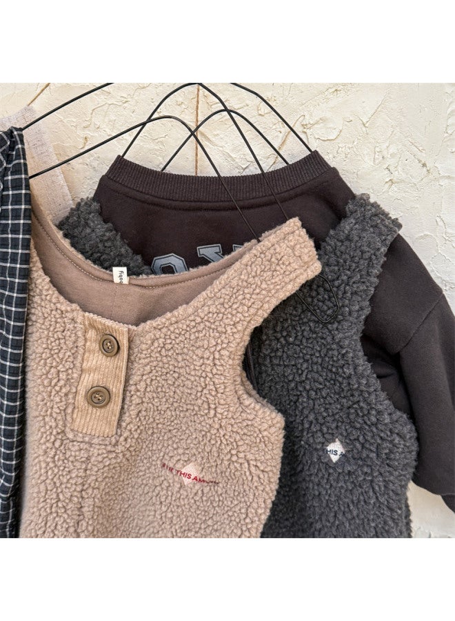 Sweetheart Kids' Clothing Autumn And Winter Children's Korean Style Fleece-lined Overalls Girls' Winter Wear Boys' Pants - Image 3