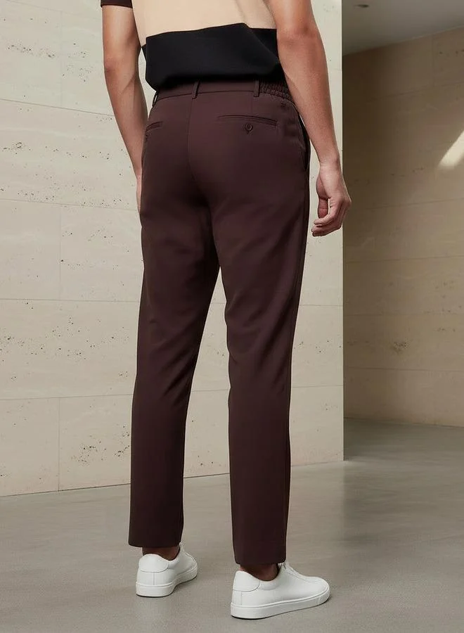 Iconic Brown Iconic Men Regular Fit Pleated Trousers for Men | Best Price UAE