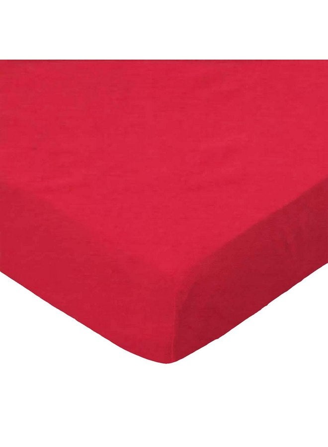 SHEETWORLD.COM SheetWorld Fitted 100% Cotton Percale Pack N Play Sheet 29 x 42, Solid Red Woven, Made in USA - Image 1