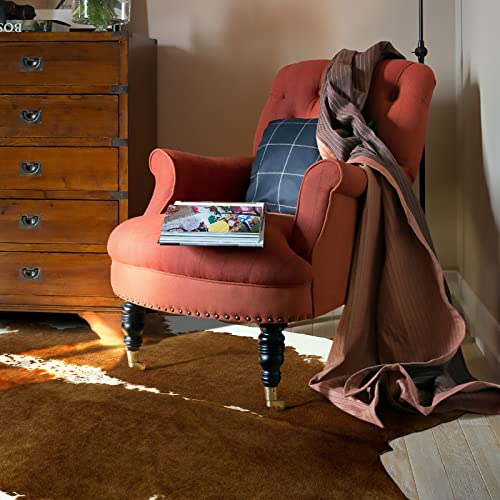 AROGAN سجادة أروغان الفاخرة من جلد البقر الصناعي 110 × 70 سم / 3.6 × 2.3 قدم، سجادات كبيرة الحجم وطويلة الأمد بنقشة جلد البقر، مناسبة لتزيين غرفة النوم وغرفة المعيشة بالطراز الغربي، سجادة جلد بقري صناعية، بني - Image 4