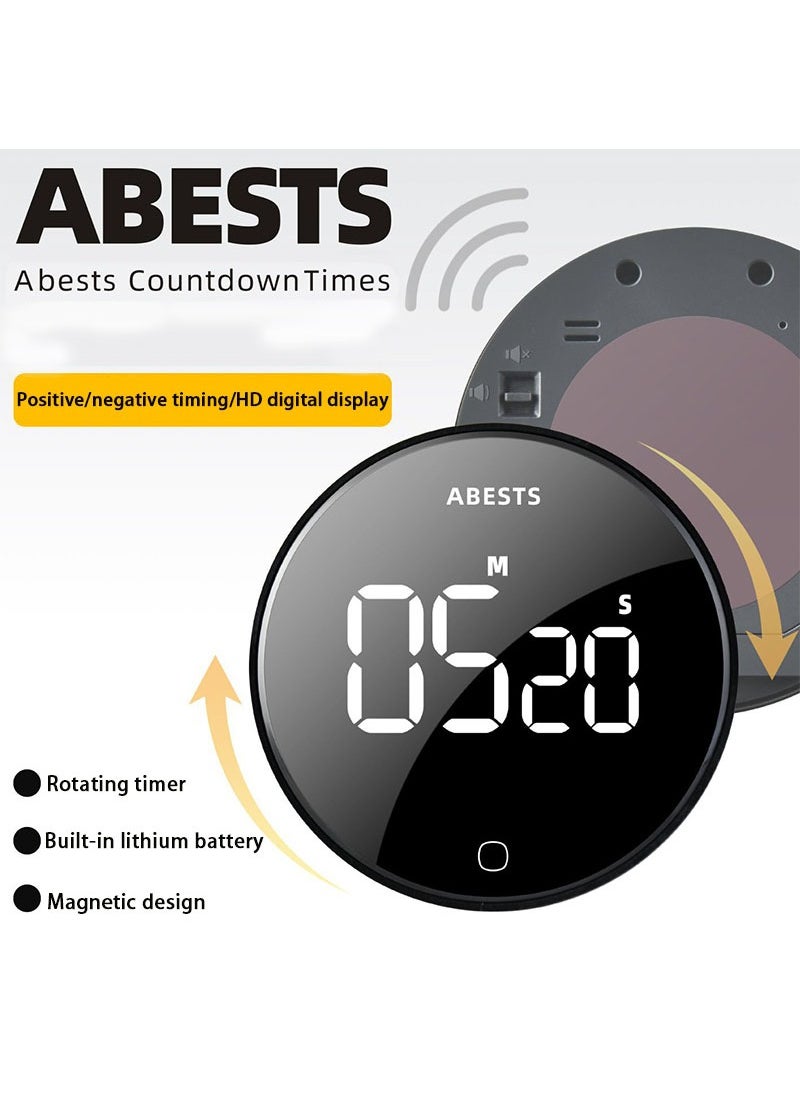 Furtey Digital Kitchen Timer RB730 Countdown Timer With Ultra Clear LED Screen Rotate Control Stopwatch Magnetic Back Adjustable Alarm Rechargeable Battery Big Digits  - Image 1