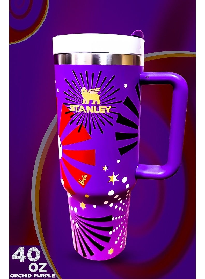 Stanley x Barbie 40oz Tumbler Limited Edition Stainless Steel Travel Mug with Reusable Straw BPA Free Eco Friendly and Dishwasher Safe Featuring Leakproof FlowState Lid and Double Wall Insulation to Keep Drinks Hot for 16 Hours and Cold for 24 Hours Slim Base Fits Most Car Cup Holders with Sturdy Ergonomic Handle for Convenient Use at Home Work Travel or Outdoors - Image 1