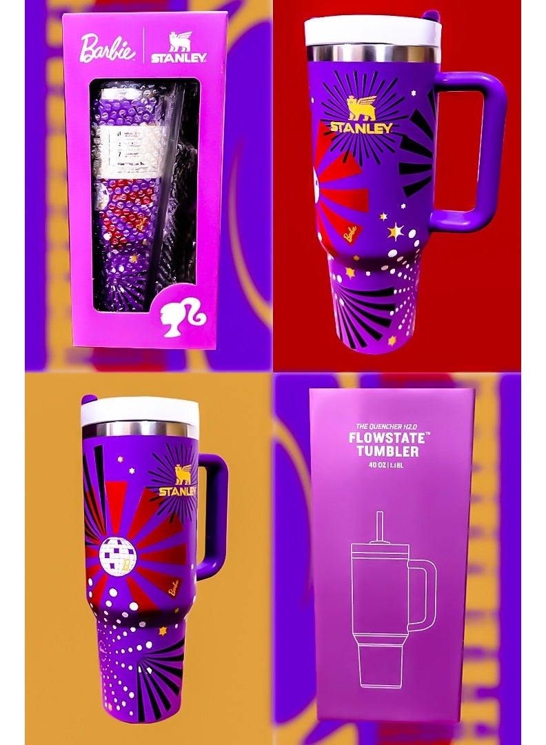 Stanley x Barbie 40oz Tumbler Limited Edition Stainless Steel Travel Mug with Reusable Straw BPA Free Eco Friendly and Dishwasher Safe Featuring Leakproof FlowState Lid and Double Wall Insulation to Keep Drinks Hot for 16 Hours and Cold for 24 Hours Slim Base Fits Most Car Cup Holders with Sturdy Ergonomic Handle for Convenient Use at Home Work Travel or Outdoors - Image 3