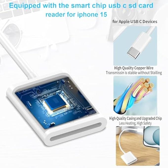 rayihni USB C TO SD CARD READER FOR IPHONE 16 15, [MFI CERTIFIED] ONE SLOT USB TYPE C TO SD CAMERA ADAPTER, TYPE C MEMORY CARD ADAPTER TRAIL CAMERA VIEWER FOR IPHONE/IPAD/MACBOOK/ANDROID MAXFAST TRANSFERS - Image 2