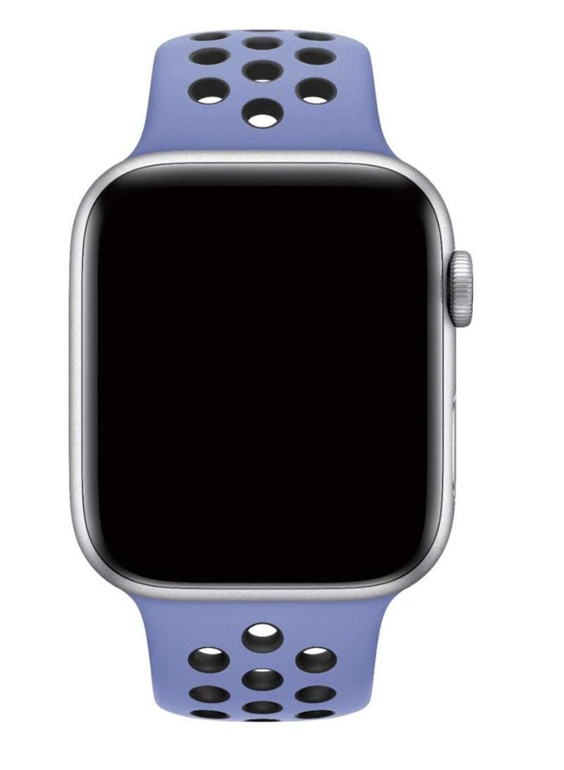 VITION Sport Watch Band Soft Silicone Replacement Wristband for iWatch Series 7/6/5/4/3/2/1/SE Nike+/Sports Edition 41mm/40mm/38mm Royal pulse black - Image 1
