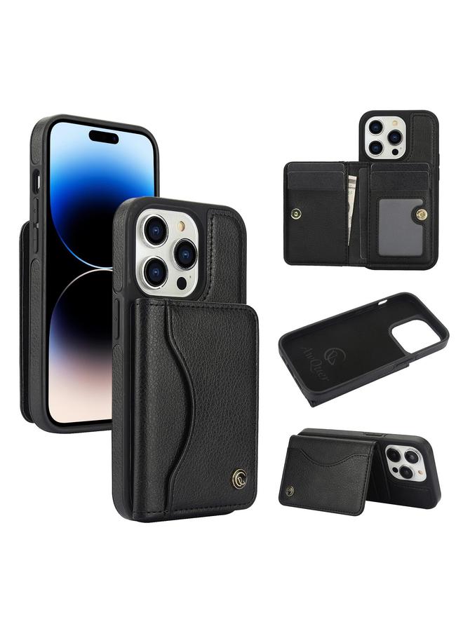 The Bros Case For iPhone 14 Pro AwQuer Horizontal Flip Card Bag Holder Leather Phone Case