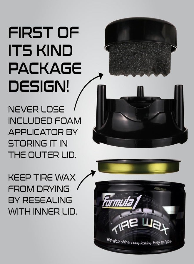 Formula 1 Tire Wax - Long Lasting Tire Gel for Black Glossy Tires, Water Resistant, Restores Plastic Trim, Foam Applicator Included, 10oz - Image 2