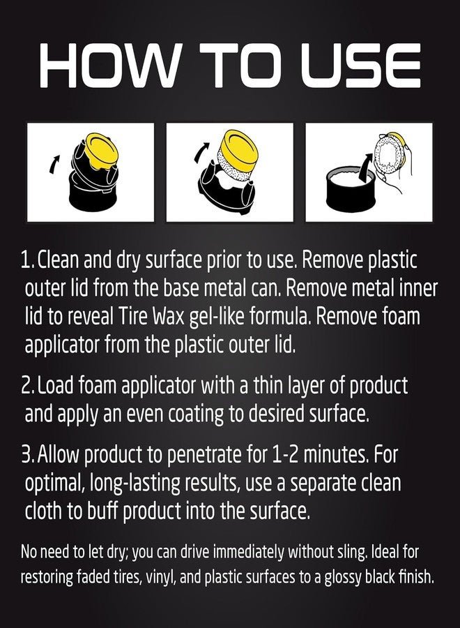 Formula 1 Tire Wax - Long Lasting Tire Gel for Black Glossy Tires, Water Resistant, Restores Plastic Trim, Foam Applicator Included, 10oz - Image 5