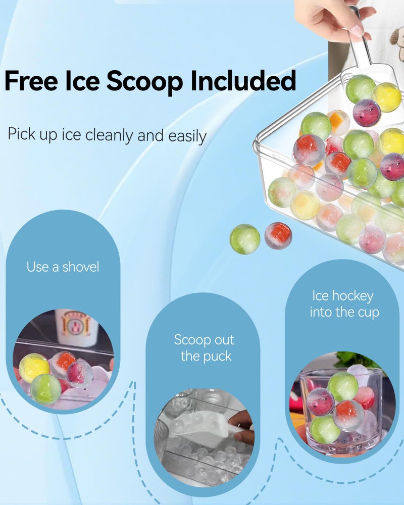Yomeixte Ice Cube Trays with Lid and Bin, BPA-Free Mini 0.75 Inch Sphere Ice Molds, 2-Pack Small Round Ice Ball Trays, Easy Release, Includes Scoop & Ice Storage Box for Cocktails, Coffee - Image 5
