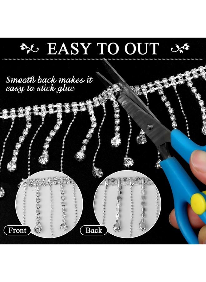 Tetutor Rhinestone Trim Fringe with B7000 Glue Multipurpose Adhesive 1 Yard Irregular Rhinestone Fringe Belt Rhinestone Tassel, Sparkle Diamond Fringe Rhinestone Ribbon Tassel Chain - Image 5