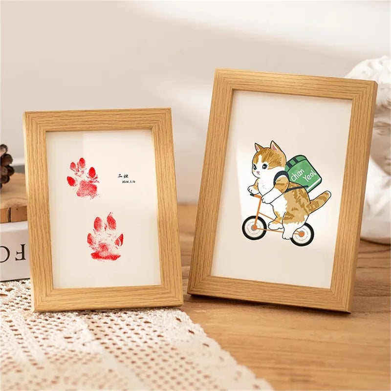 Picture Frames 6-inch Photo Frame, Pet Footprints, Handprints, Dog Paw Prints, Commemorative Photo Frame(Red,6inch) - Image 2