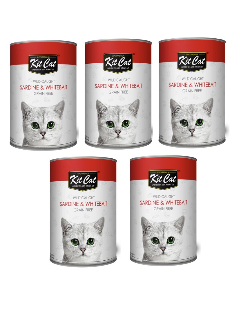 كيت كات عبوة من 5 أغذية السردين البري والطعم الأبيض 5 × 400 جرام - Image 1