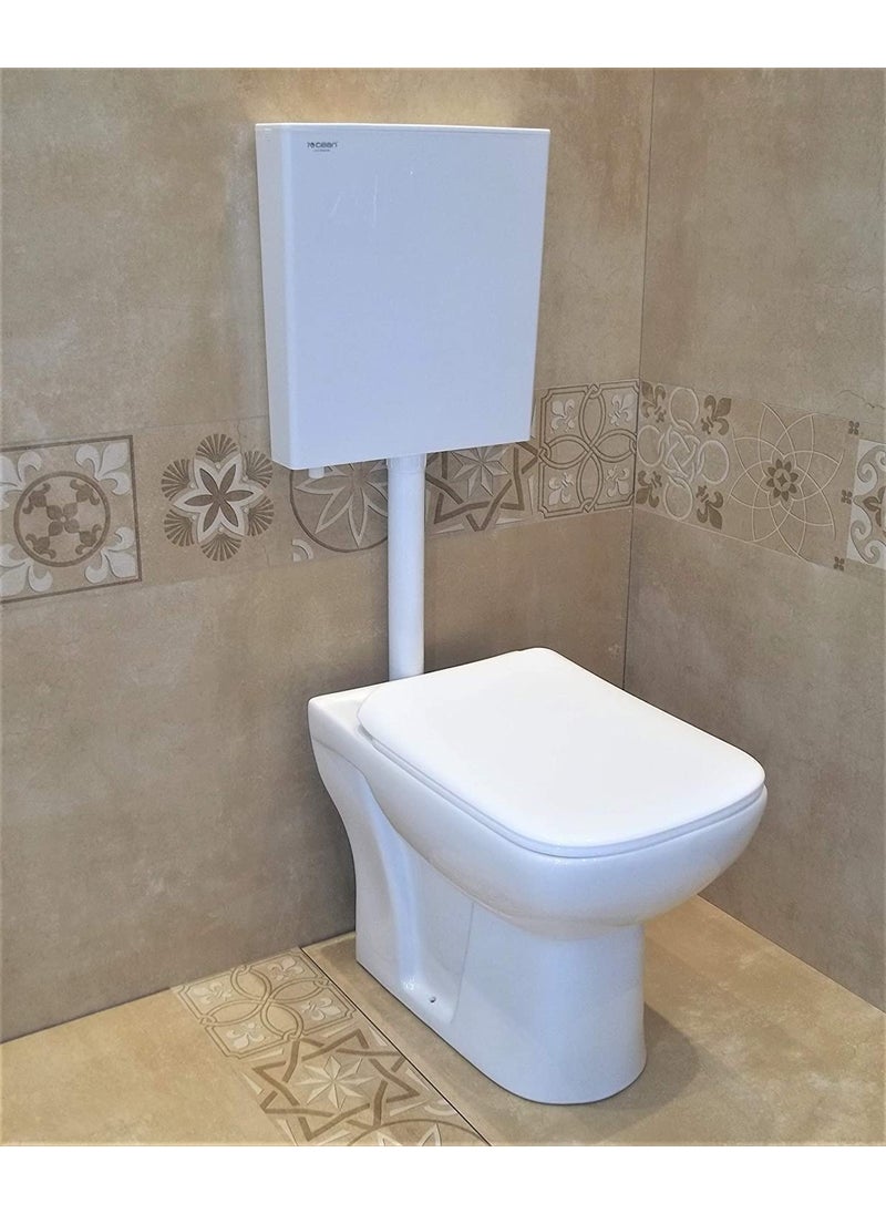 Bherunath Bherunath Floor Mounted European Water ClosetWestern Toilet CommodeEWC P Trap Concealed with Soft Close Hydraulic Seat Cover White Premium Slim Dual Flush Flush Tank Combo P TRAP  - Image 1