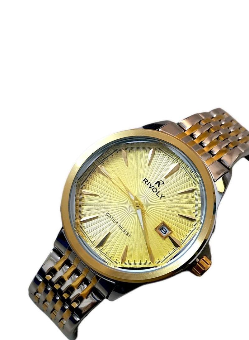 ريفولي ساعة يد للرجال من الستانلس ستيل بعرض انالوج وحركة كوارتز وعرض التاريخ، سهلة القراءة بتصميم عصري مقاوم للماء، ساعة يد كلاسيكية فاخرة بواجهة كبيرة - Image 4
