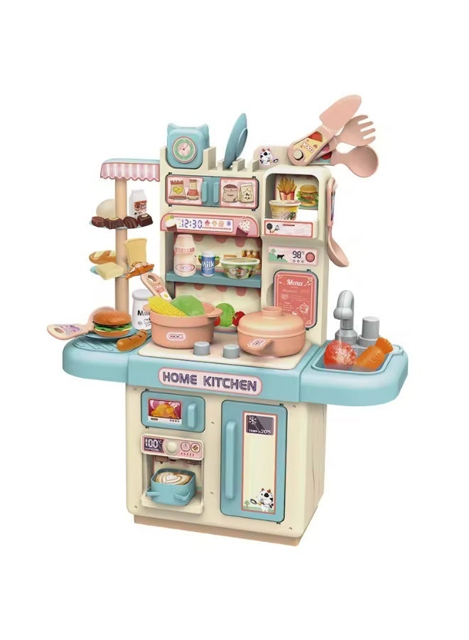LABNNA Kids Kitchen Play Set,Interactive Kids Kitchen Play Set with 34 Pcs of Pretend Kitchen Toys,Realistic Spray and Light, Simulated Functionality Suitable for Toddlers Boys Girls, Kids, Children, Blue - Image 2