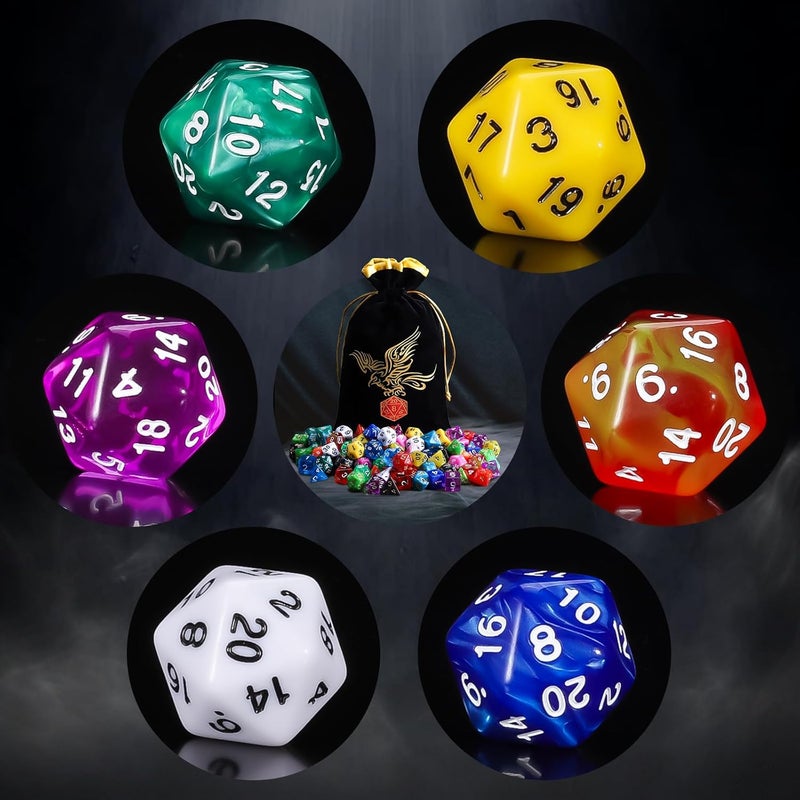 QMAY DND Dice Set 15 X 7 Polyhedral Dice (105pcs) with 1 Large Flannel Bag, D&D Dice (D4 D6 D8 D10 D% D12 D20) for Dungeons and Dragons RPG MTG Table Games - Image 3