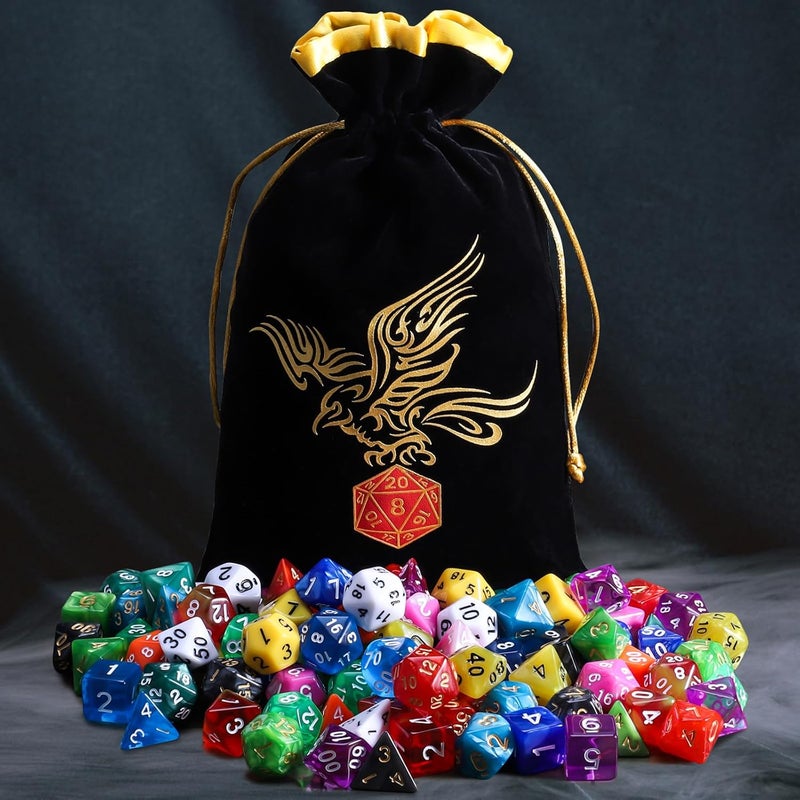 QMAY DND Dice Set 15 X 7 Polyhedral Dice (105pcs) with 1 Large Flannel Bag, D&D Dice (D4 D6 D8 D10 D% D12 D20) for Dungeons and Dragons RPG MTG Table Games - Image 4