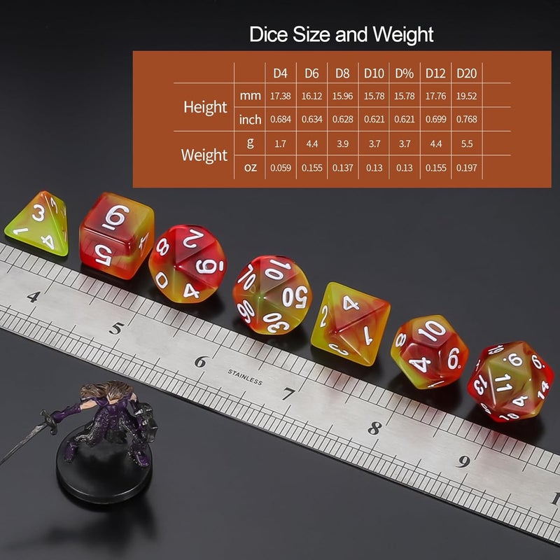 QMAY DND Dice Set 15 X 7 Polyhedral Dice (105pcs) with 1 Large Flannel Bag, D&D Dice (D4 D6 D8 D10 D% D12 D20) for Dungeons and Dragons RPG MTG Table Games - Image 5