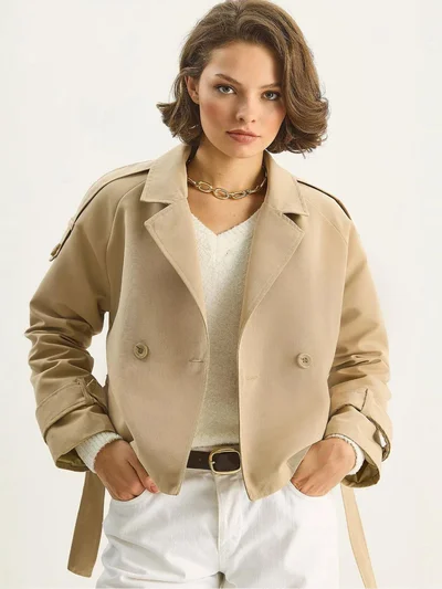 Bianco Lucci LUCCI Oversized Trench Coat with Tie Closure
