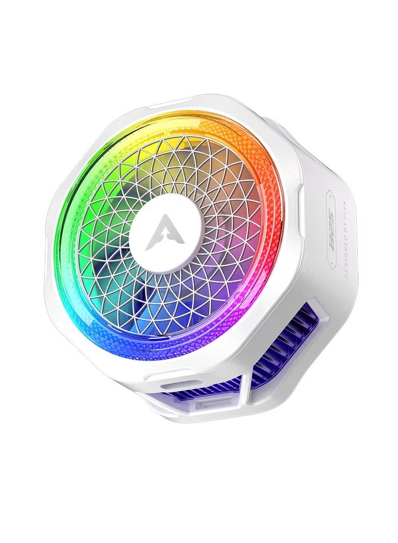 PIVA B25 20W Mobile Phone Cooling Fan for Gaming, Fast Cooling at 40°C, Magnetic Clip, RGB Lighting for a Professional Look, Durable and Scratch Resistant, Smart Control of Fan Speed ​​and Lighting, White - Image 1