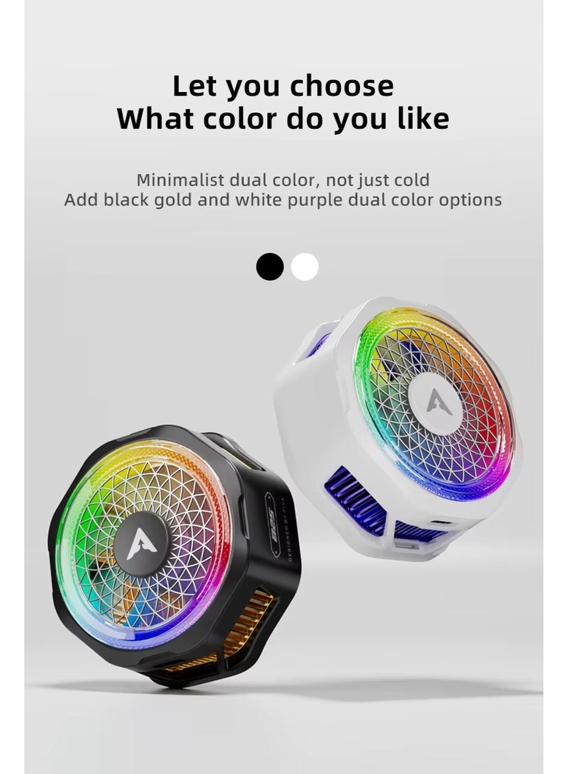 PIVA B25 20W Mobile Phone Cooling Fan for Gaming, Fast Cooling at 40°C, Magnetic Clip, RGB Lighting for a Professional Look, Durable and Scratch Resistant, Smart Control of Fan Speed ​​and Lighting, White - Image 2