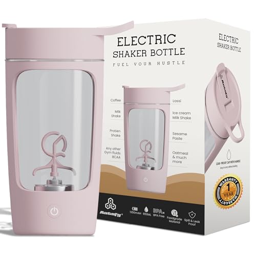 Autofy Electric Shaker for Gym Protein Shaker Bottle 100% Leakproof Design Multipurpose Use Coffee Lassi Milkshake BCAA Mixing Home Office Workout use *60 Mins Runtime* Anti-Skid Base (Pink - 650ml) - Image 1