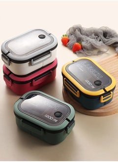 Reko Lunch Box for Kids Adults, 1200ml Double Layer Bento Lunch Box with Spoon and Fork High Capacity Food Container Eco-Friendly Leakproof BPA Free Lunch Box - Multi Color  - Image 2