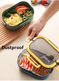 Reko Lunch Box for Kids Adults, 1200ml Double Layer Bento Lunch Box with Spoon and Fork High Capacity Food Container Eco-Friendly Leakproof BPA Free Lunch Box - Multi Color  - Image 5