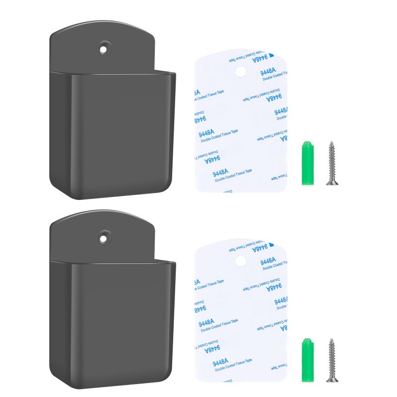 Aecsze 2 PCS Remote Control Holders Wall Mount, Self Adhesive TV Air Conditioner Remote Control Holder, Wall Mount Storage Box Organizer Wall Pen Holder Storage for Home Office School (Grey, 2) - Image 1