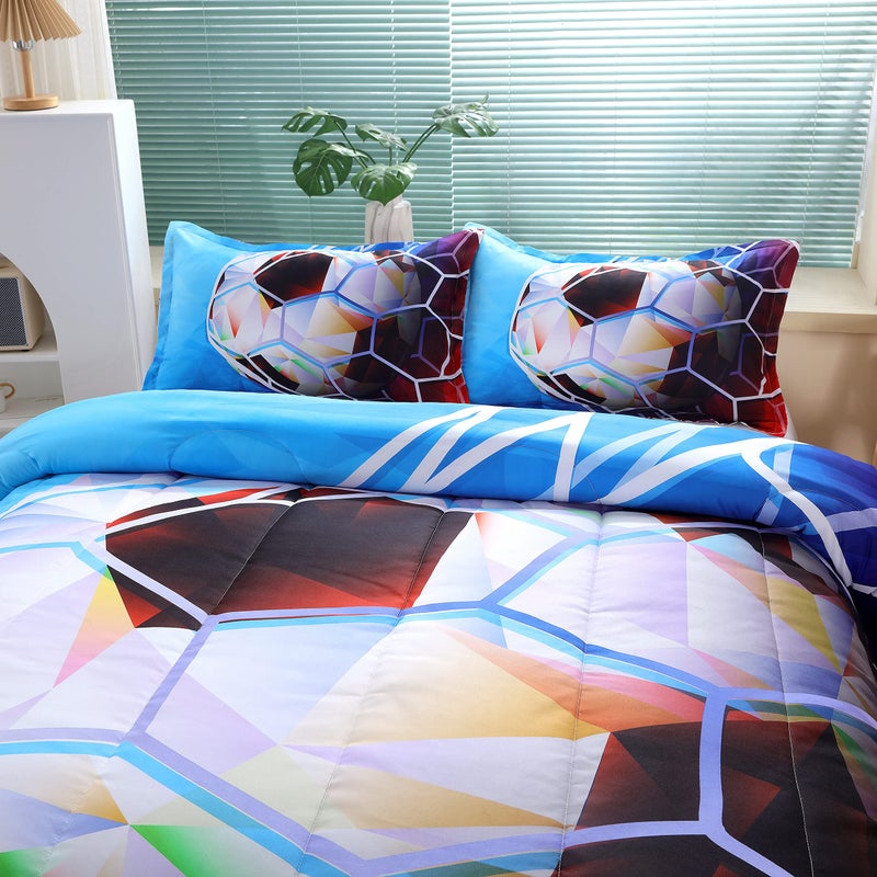 Suncloris 3D Football Comforter Set for Boys  Queen Size Sports Bedding Comforter Soccer Themed Bedding Comforter with 2 Football Patterned Pillowcases - 90""x90"" (Queen  01) - Image 5
